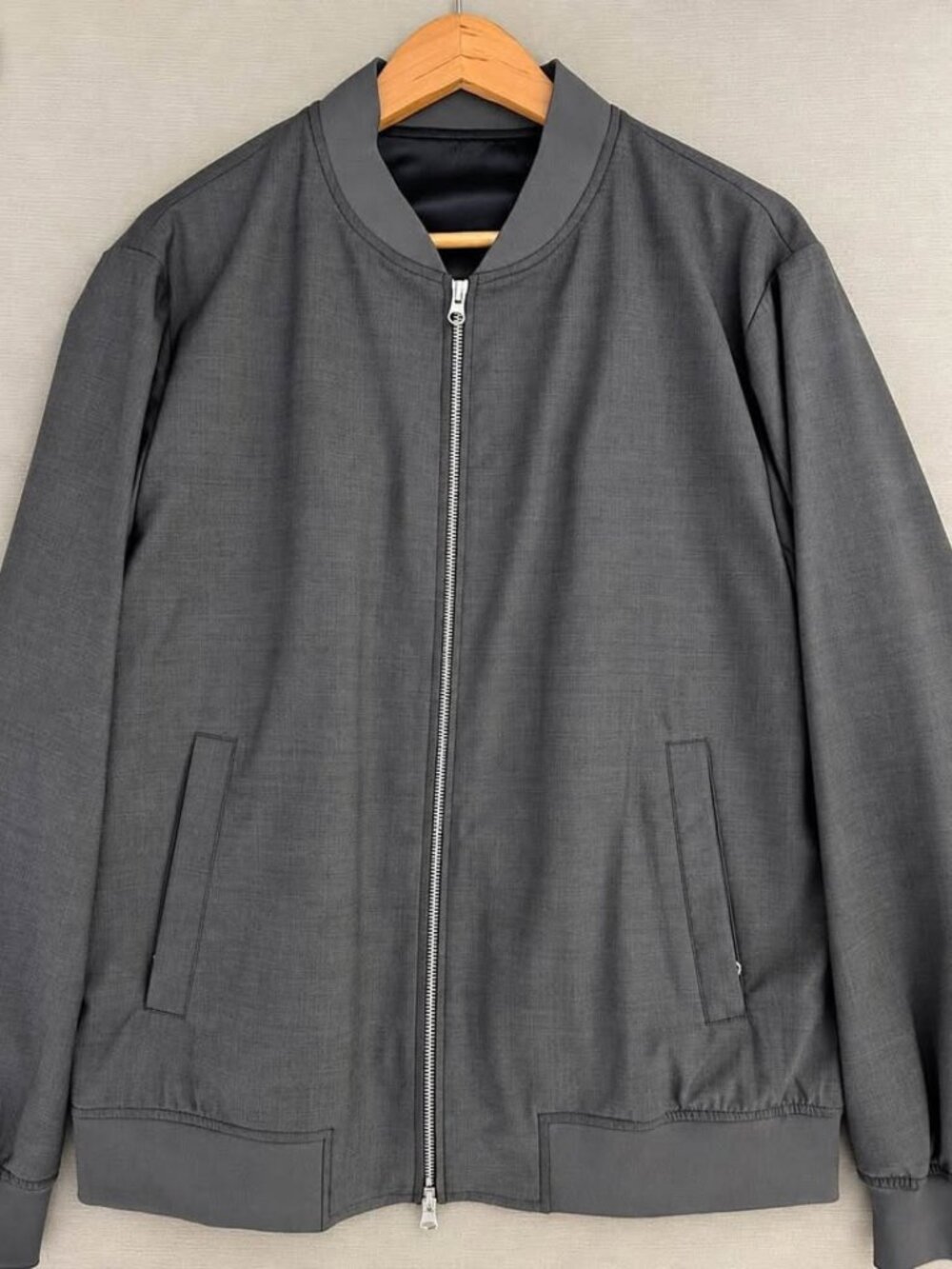 Spier & Mackay 100% Wool Bomber Jacket Gray (Large)